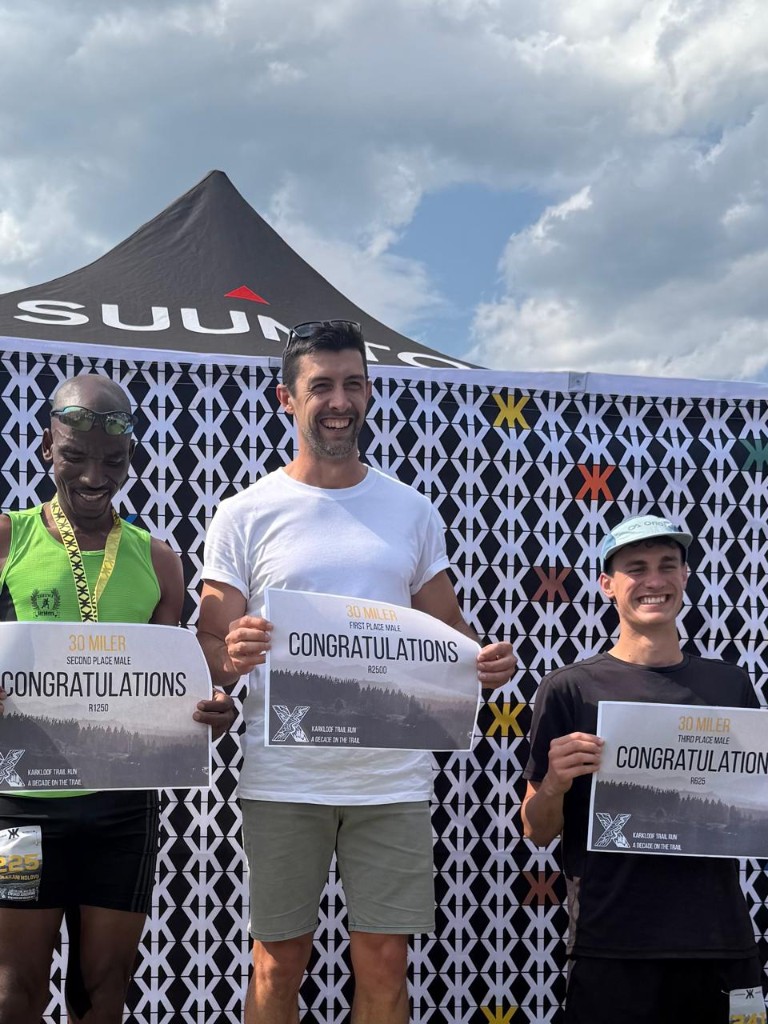 Karkloof 30 miler podium, Jevon Coffin-Grey first place